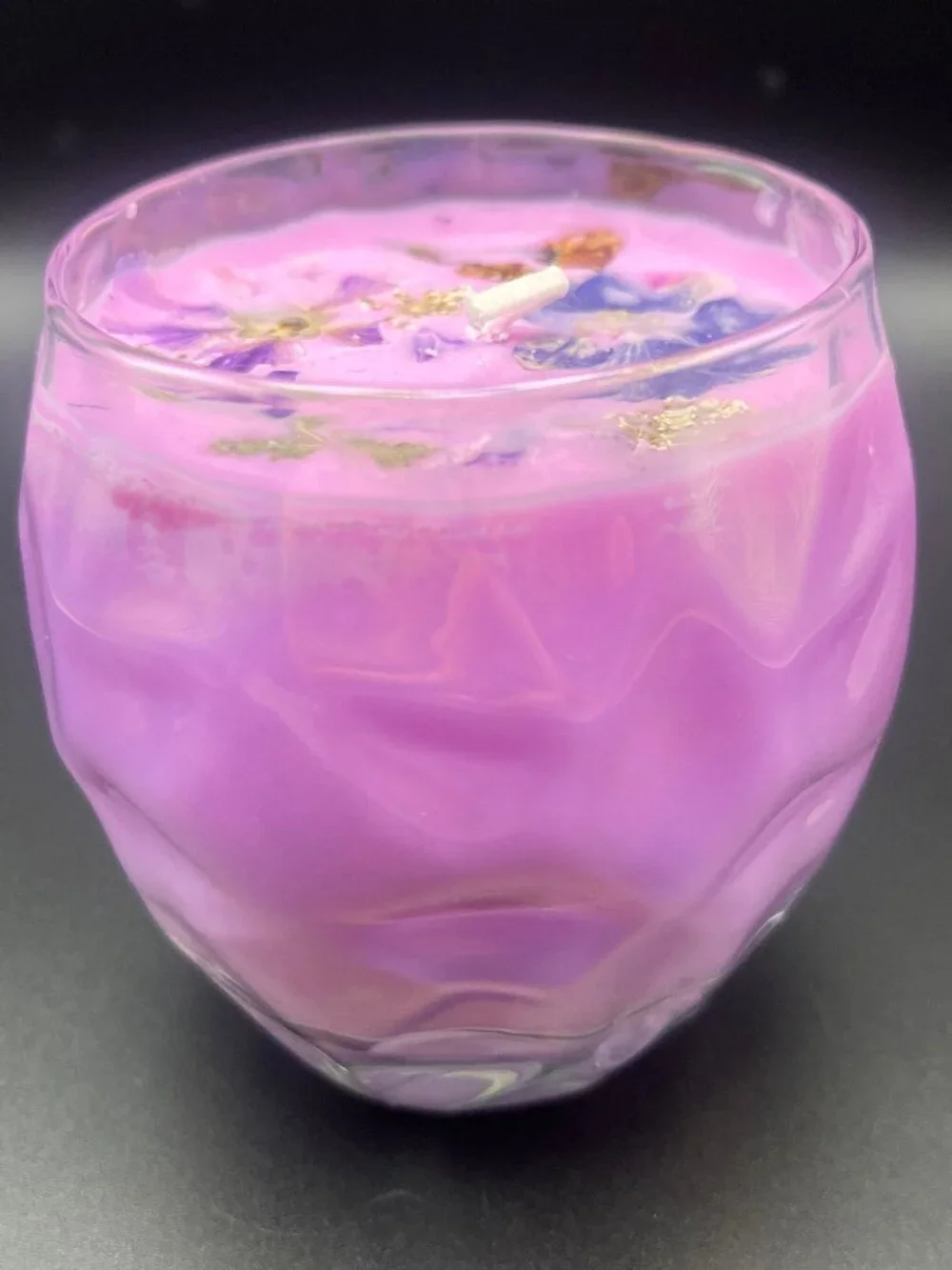 Pressed Floral Lavender Glass Candle